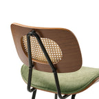 Doley Mid-Century Modern Dining Chair with Rattan Backrest,Set of 2