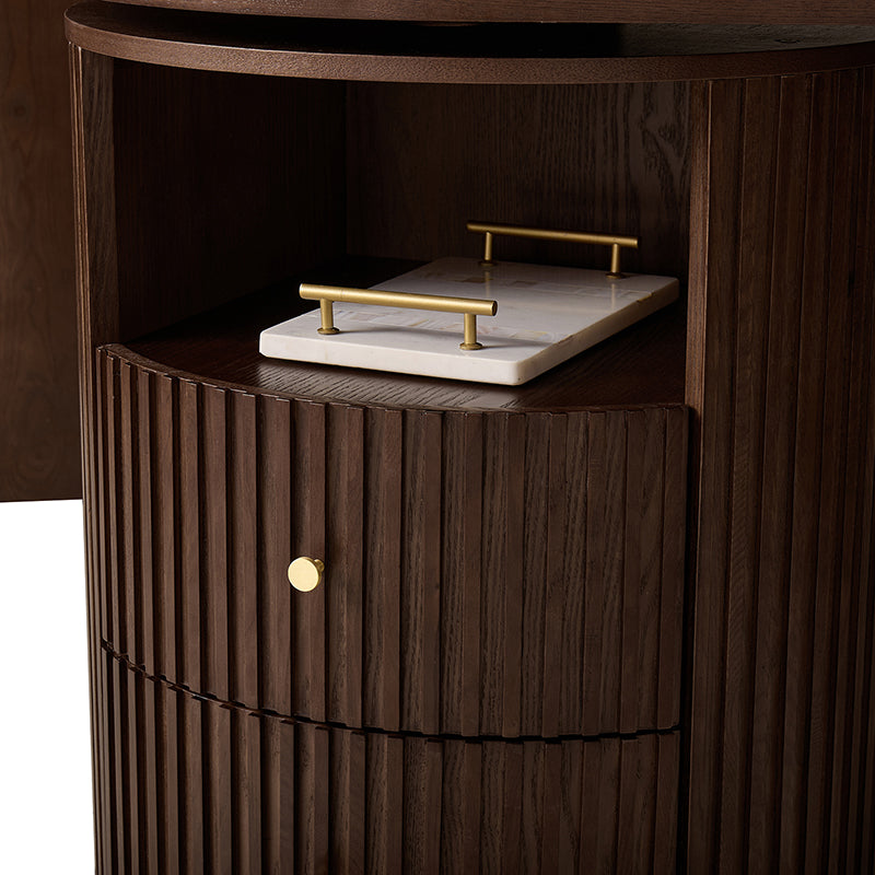 Modern Fluted L shaped  360 Rotating Wooden Office Desk