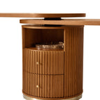 Modern Fluted L shaped  360 Rotating Wooden Office Desk