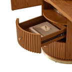 Modern Fluted L shaped  360 Rotating Wooden Office Desk