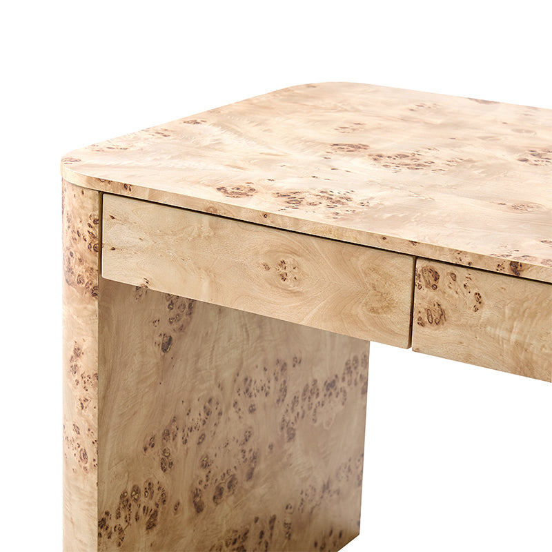 Poplar Burl Desk in Natural Modern Style