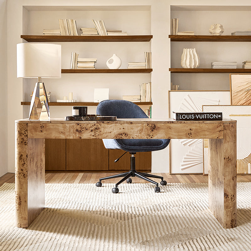 Poplar Burl Desk in Natural Modern Style