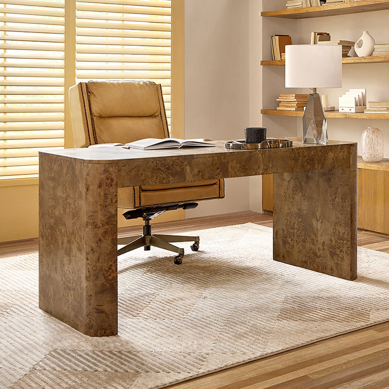 Poplar Burl Desk in Natural Modern Style