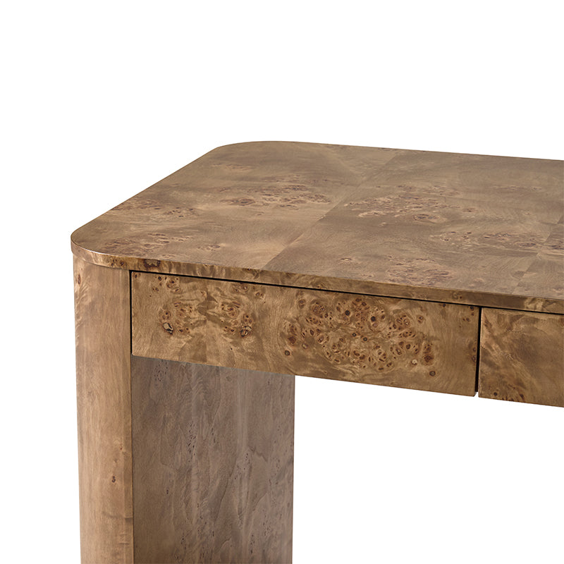 Poplar Burl Desk in Natural Modern Style
