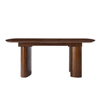 7-Piece Modern Space Saving Dining Table with Mid-Century Rattan Chairs Set