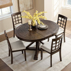 5-Piece American Country Extendable Round Dining Table with Solid Wood Chairs