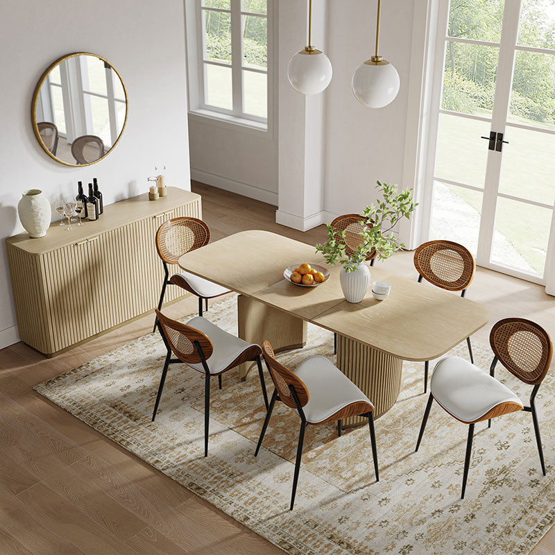 American Modern Fluted Space Saving Table and Chairs & Storage Cabinet Sets (Optional Types)