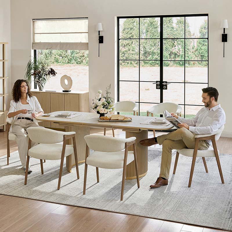 American Modern Fluted Extendable Multi-Functional Table