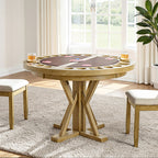 6-Piece 42“ Solid Wood Dual-Purpose Game & Dining Table with Drink Holders