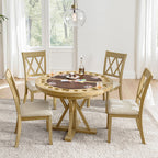 6-Piece 42“ Solid Wood Dual-Purpose Game & Dining Table with Drink Holders
