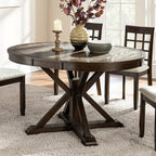 Gabriela Transitional Solid Wood Round Extension Dining Table with Hidden Leaf