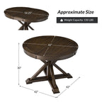 Gabriela Transitional Solid Wood Round Extension Dining Table with Hidden Leaf