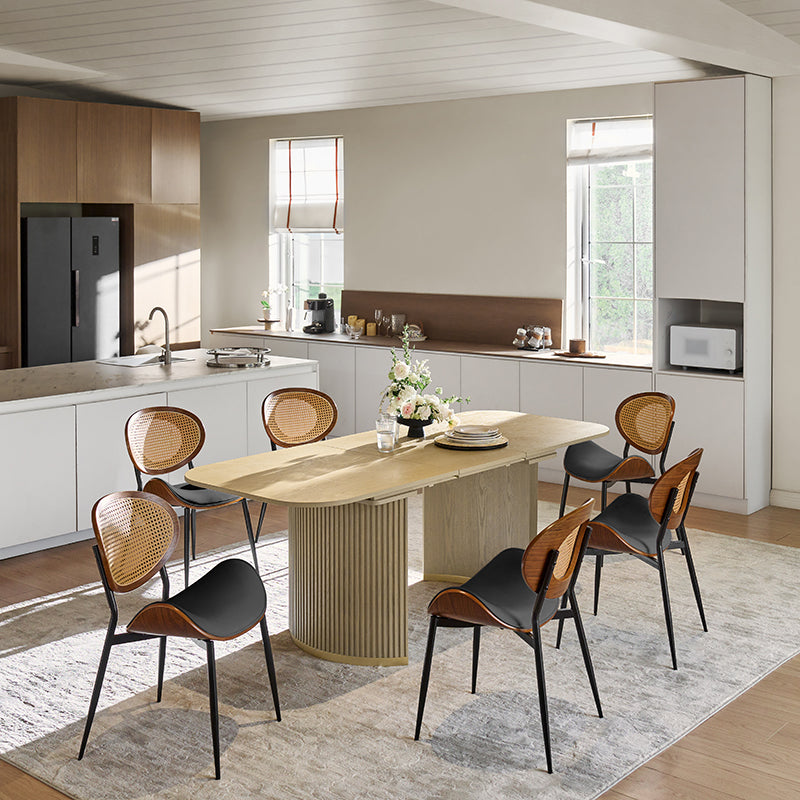 American Modern Fluted Space Saving Table and Chairs & Storage Cabinet Sets (Optional Types)