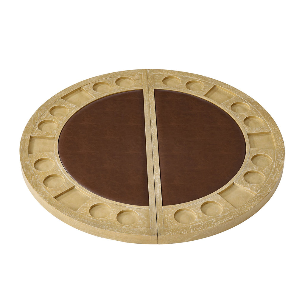 6-Piece 42“ Solid Wood Dual-Purpose Game & Dining Table with Drink Holders