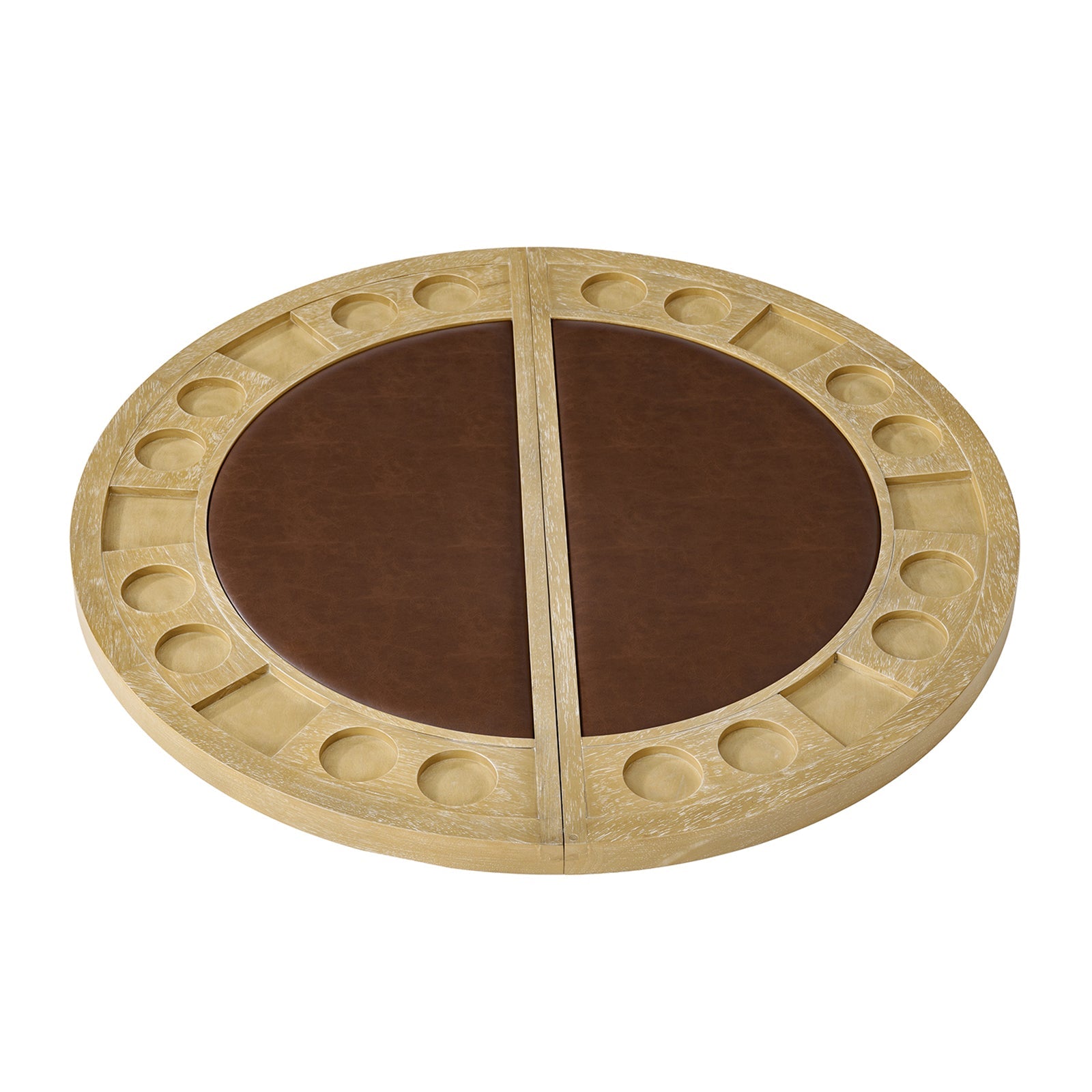 6-Piece 42“ Solid Wood Dual-Purpose Game & Dining Table with Drink Holders