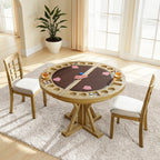 6-Piece 42“ Solid Wood Dual-Purpose Game & Dining Table with Drink Holders