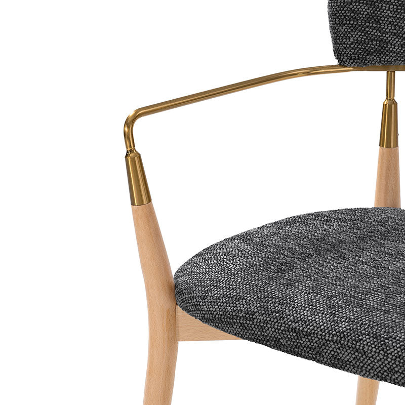 Sabina Modern Dining Chair with Wooden Legs & Metal Armrests ,Set of 2