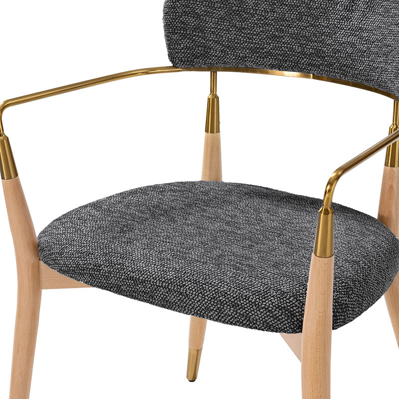 Sabina Modern Dining Chair with Wooden Legs & Metal Armrests ,Set of 2