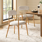 Sabina Modern Dining Chair with Wooden Legs & Metal Armrests ,Set of 2