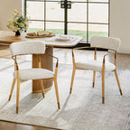 Sabina Modern Dining Chair with Wooden Legs & Metal Armrests ,Set of 2