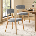 Sabina Modern Dining Chair with Wooden Legs & Metal Armrests ,Set of 2