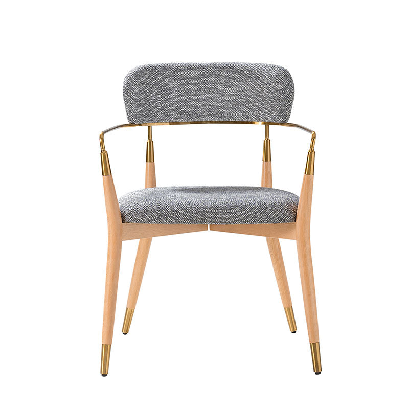 Sabina Modern Dining Chair with Wooden Legs & Metal Armrests ,Set of 2