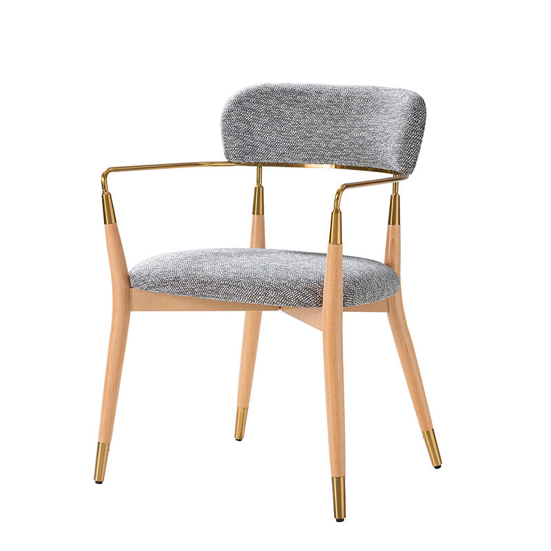 Sabina Modern Dining Chair with Wooden Legs & Metal Armrests ,Set of 2