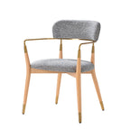 Sabina Modern Dining Chair with Wooden Legs & Metal Armrests ,Set of 2