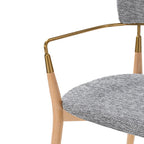 Sabina Modern Dining Chair with Wooden Legs & Metal Armrests ,Set of 2