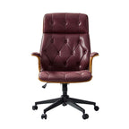 Brigida Curved Wood Back Genuine Leather  Office Chair