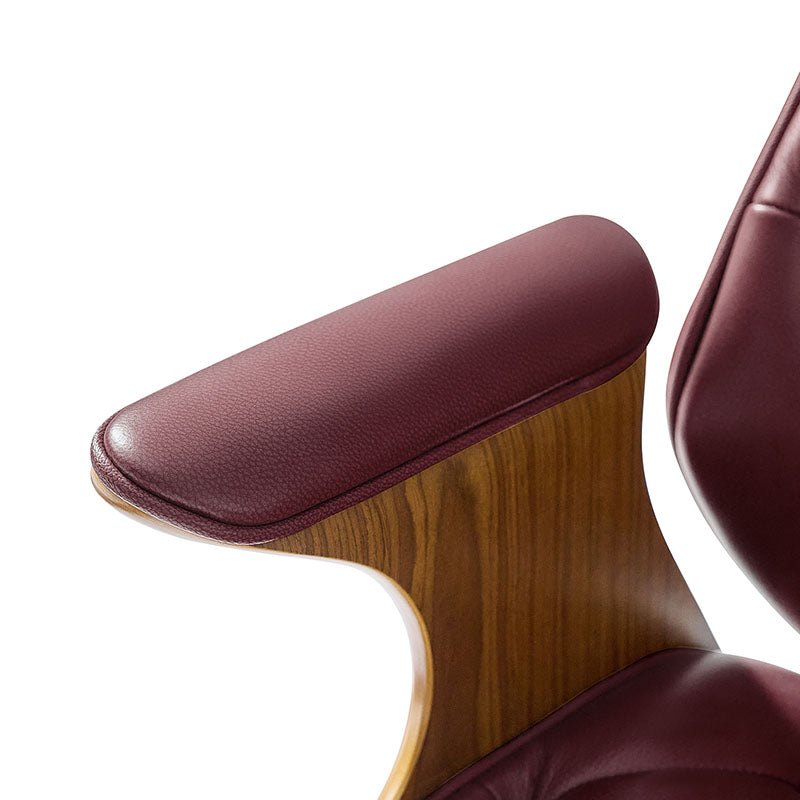 Brigida Curved Wood Back Genuine Leather  Office Chair