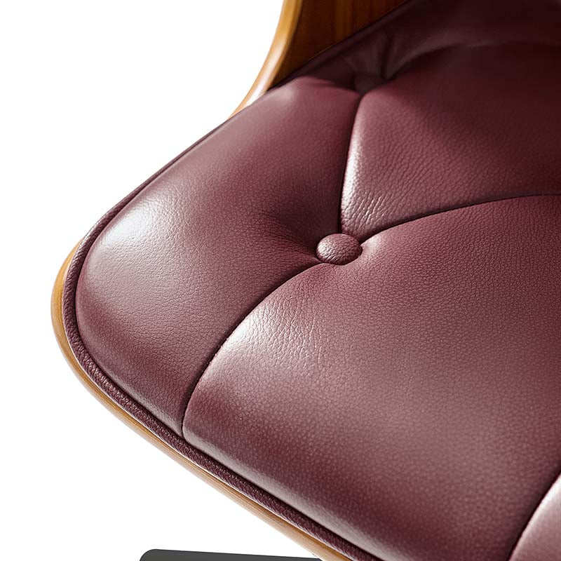Brigida Curved Wood Back Genuine Leather  Office Chair
