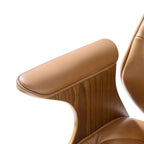 Brigida Curved Wood Back Genuine Leather  Office Chair