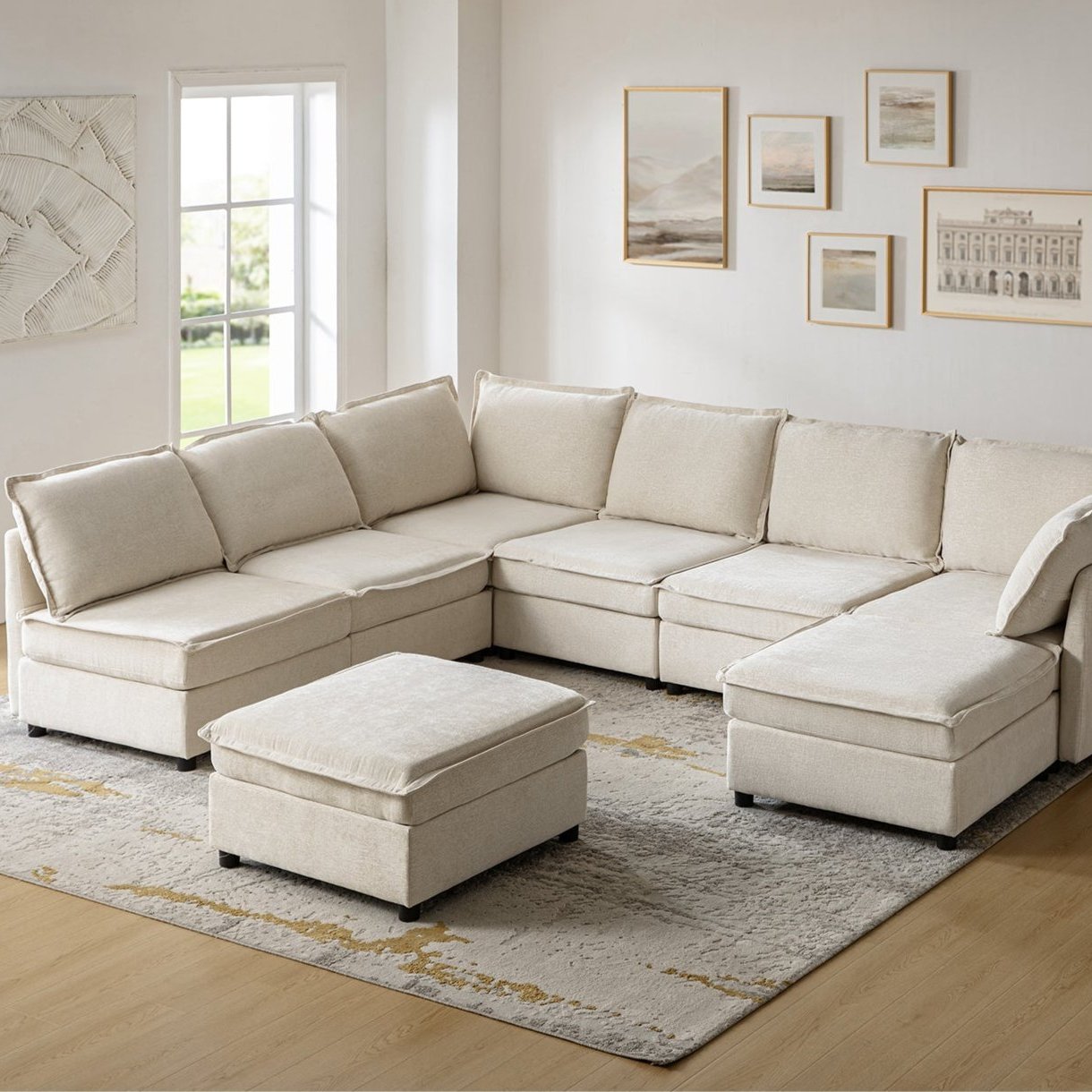Harmetrix 8-Seater Soft Sectional Couch with Storage