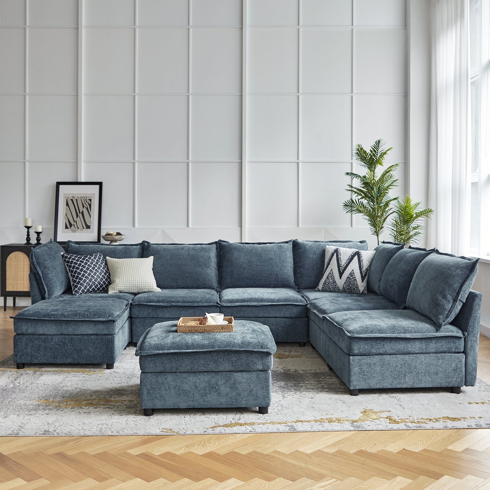 Harmetrix 8-Seater Soft Sectional Couch with Storage