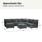 Harmetrix 8-Seater Soft Sectional Couch with Storage