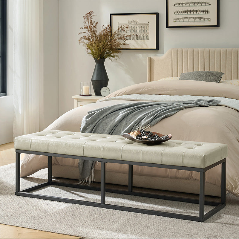 Amparo Mid-century Modern Bench with metal base