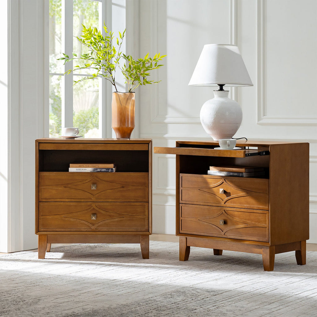 Josefa 3-Drawer Nightstand with Type-C and USB(Optional Types)