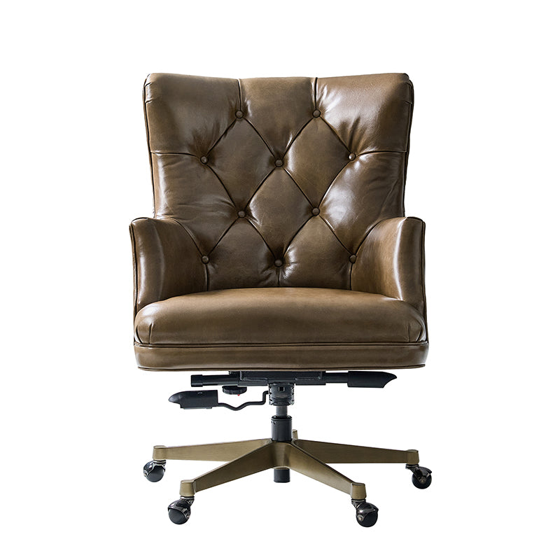 Adrian Hand-Rubbed Oil-Wax Leather Wingback Office Chair