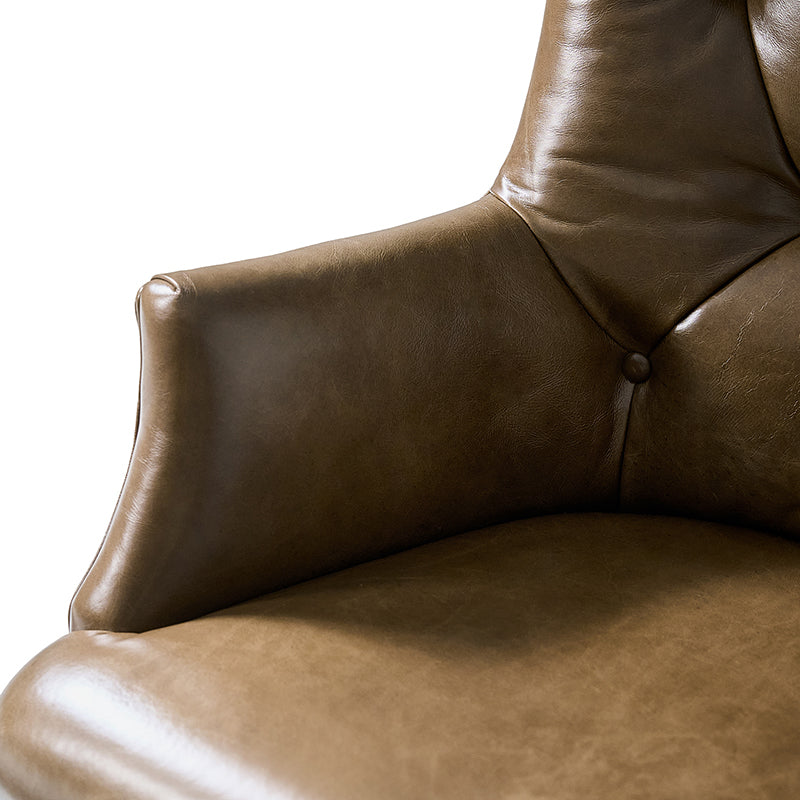 Adrian Hand-Rubbed Oil-Wax Leather Wingback Office Chair