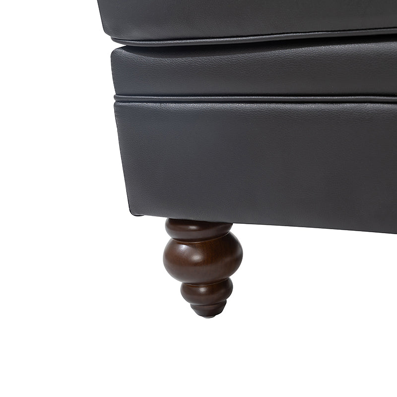 Basilio Contemporary Genuine Leather Ottoman for Living Room