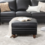 Basilio Contemporary Genuine Leather Ottoman for Living Room