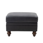 Basilio Contemporary Genuine Leather Ottoman for Living Room