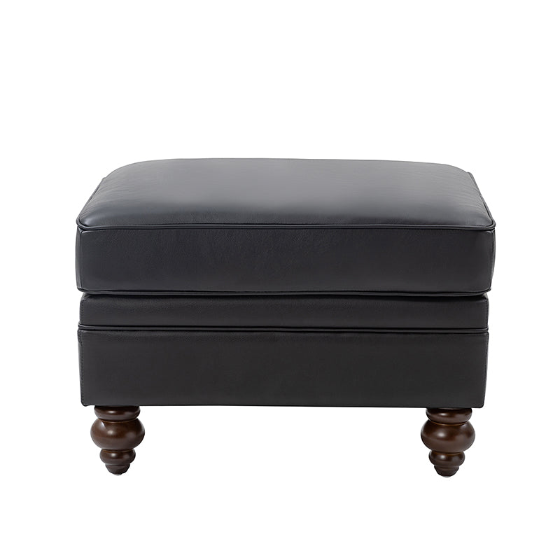 Basilio Contemporary Genuine Leather Ottoman for Living Room