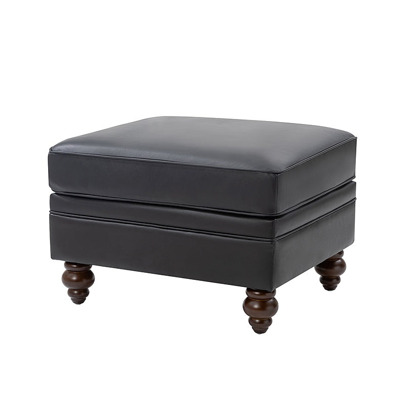 Basilio Contemporary Genuine Leather Ottoman for Living Room