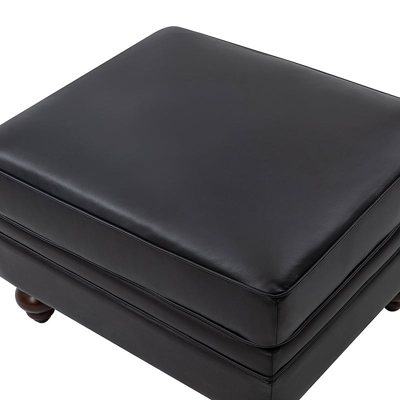 Basilio Contemporary Genuine Leather Ottoman for Living Room