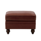 Basilio Contemporary Genuine Leather Ottoman for Living Room