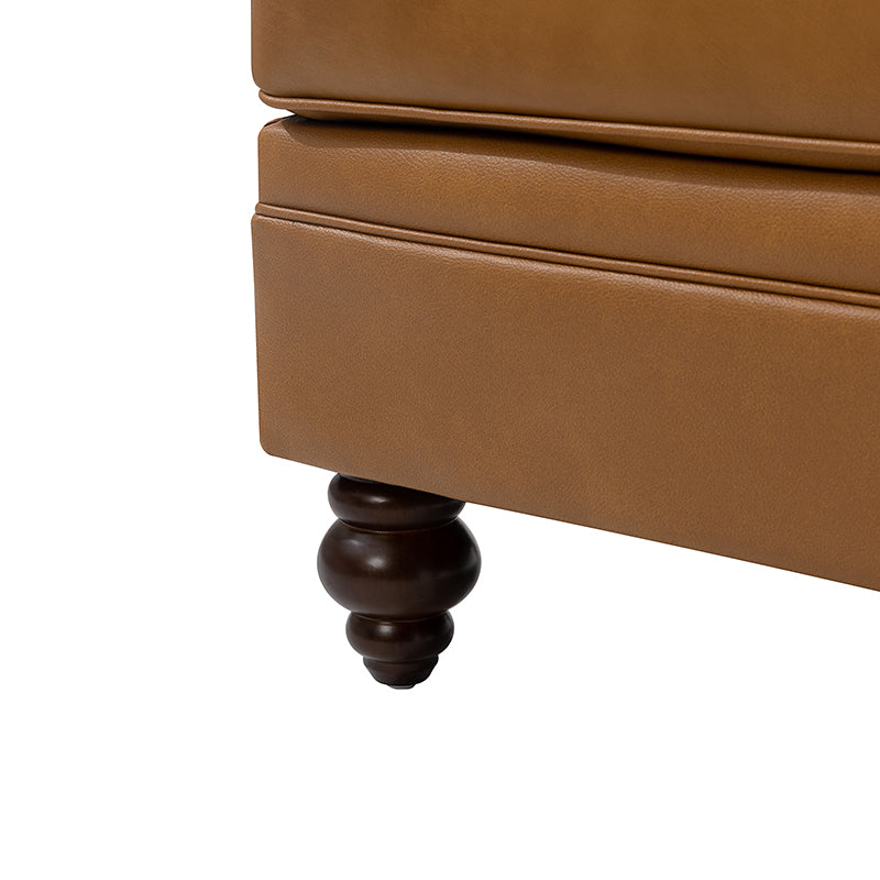 Basilio Contemporary Genuine Leather Ottoman for Living Room