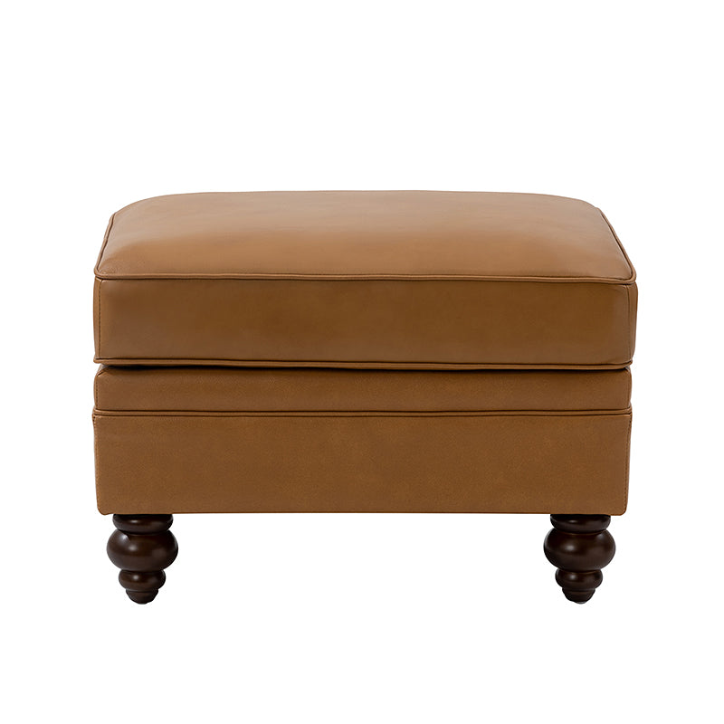 Basilio Contemporary Genuine Leather Ottoman for Living Room