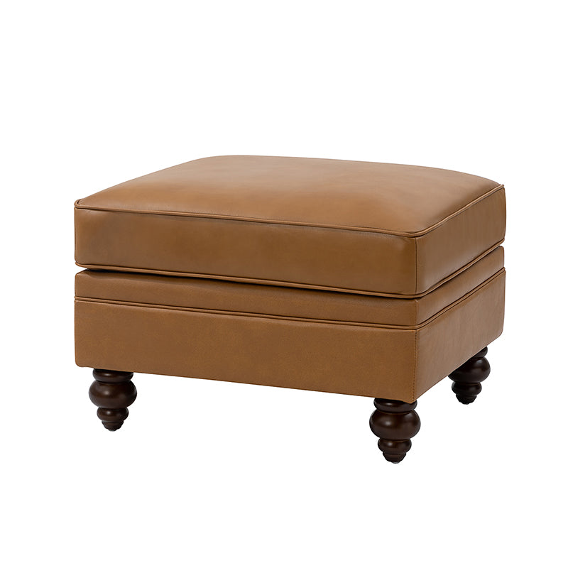 Basilio Contemporary Genuine Leather Ottoman for Living Room